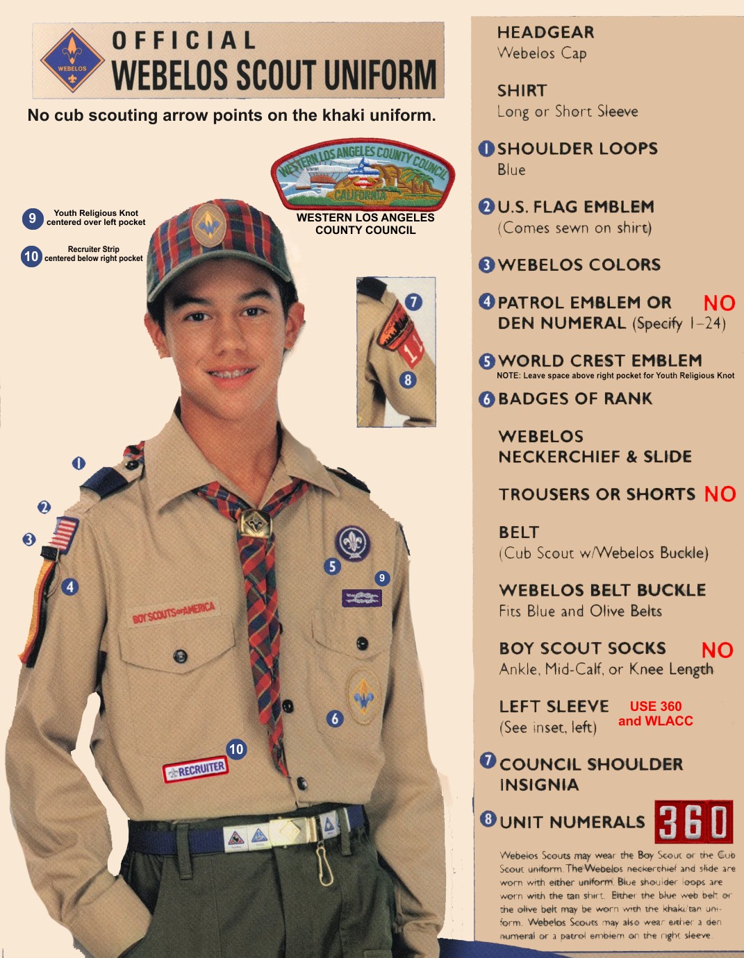 Khaki Tan Boy Scout Uniform Top Arrow Of Light Webelos Small 8 LS & 3/4 Lengths 